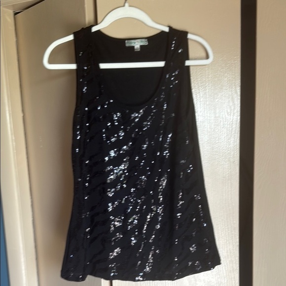 Vintage Suzie Black Sequin Sleeveless Tank Top - Picture 1 of 4